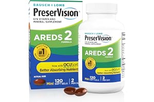 PreserVision AREDS 2 Eye Vitamins, #1 Eye Doctor Recommended Brand, Lutein and Zeaxanthin Supplement with Vitamin C, Vitamin E, Zinc, and Copper, 120 Softgels (Minigels)