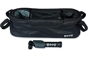 BOB Gear Deluxe Handlebar Console with Tire Pump for Single Jogging Strollers, Black