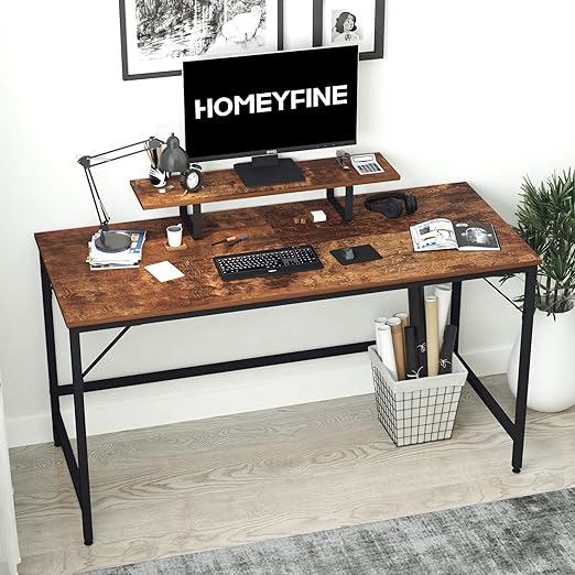 HOMEYFINE Computer Desk,Laptop Table with Storage for Controller,55