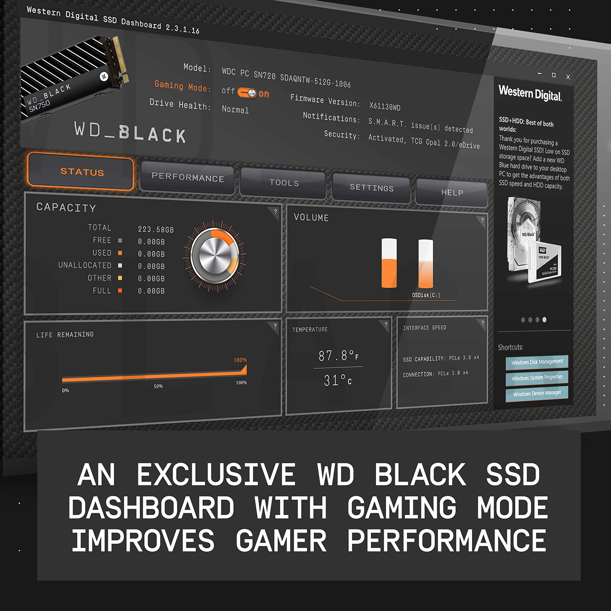 WD_BLACK 1TB SN750 NVMe Internal Gaming SSD Solid State Drive with Heatsink - Gen3 PCIe, M.2 2280, 3D NAND, Up to 3,470 MB/s - WDS100T3XHC