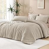 Andency Oatmeal Comforter California King Size, 3 Pieces Boho Bedding Set & Collections, Farmhouse Tufted Fluffy Bedding Comforter Sets for All Seasons (1 Comforter 104x96In, 2 Pillowcases)