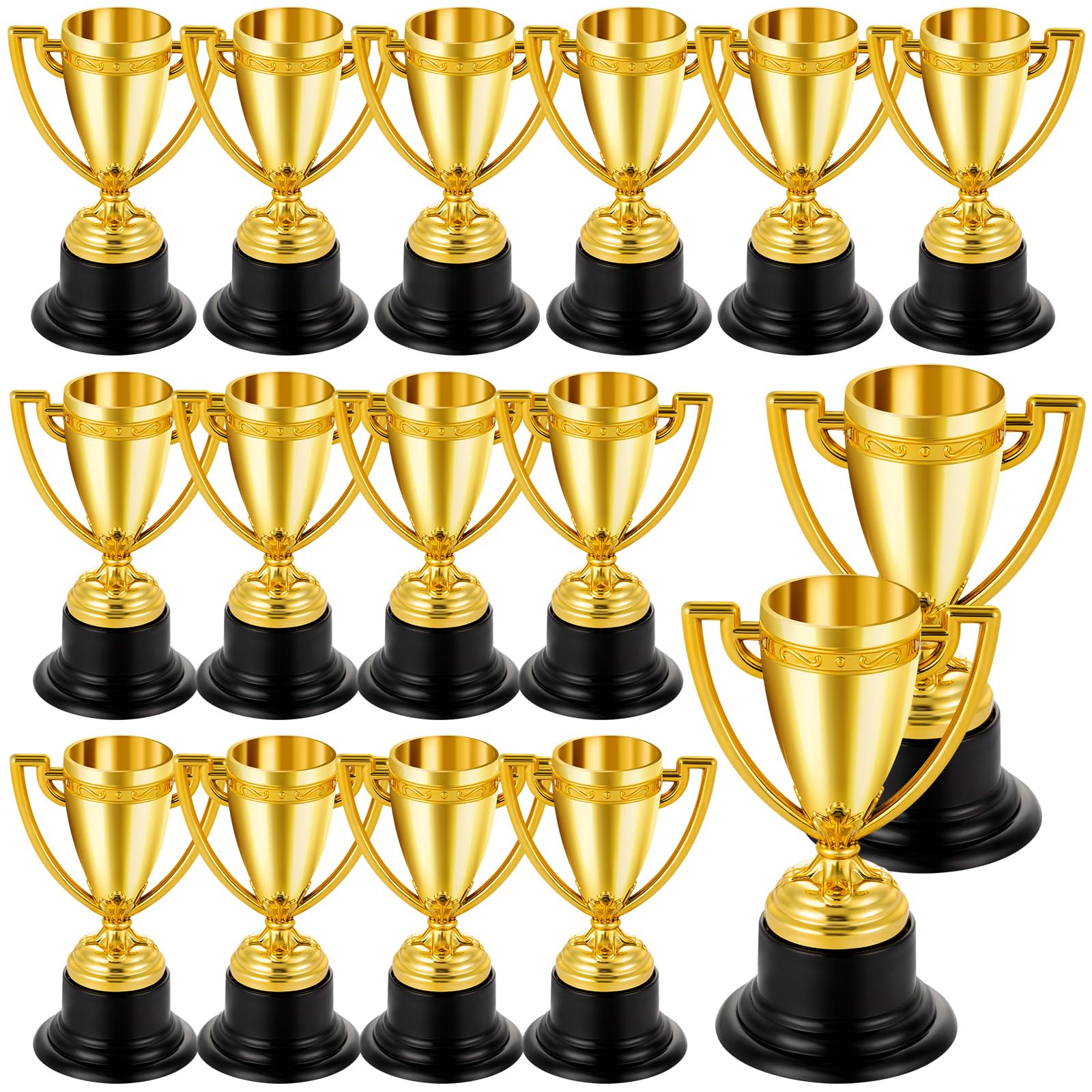 16Pcs Mini Trophies Bulk for Kids, Premium Lightweight Plastic Gold Small Trophy Cups, Perfect Golden Award Trophy Cups for Sports Tournament Winning Prizes, Classroom School Rewards and Party Favors