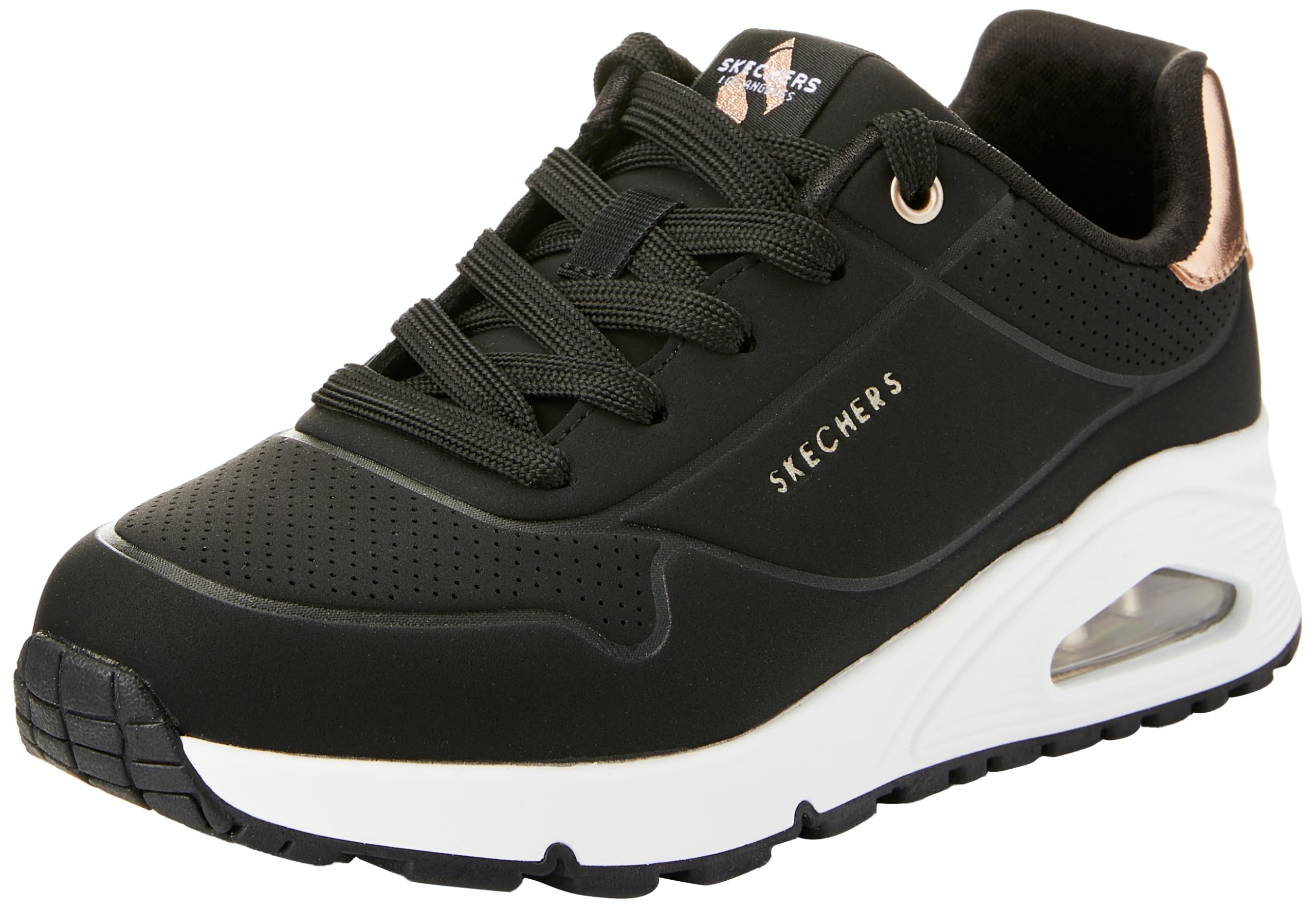 Skechers Kids Uno Gen1 – Shimmer Away Sneaker, Black, 7 Big Kid