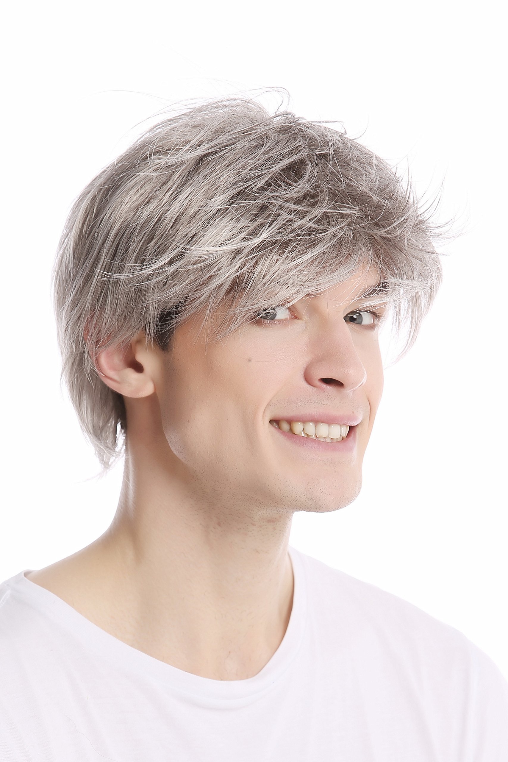 WIG ME UP - GFW387-51 Men Gents Wig short casual to wild backcombed teased up youthful modern look silver gray grey