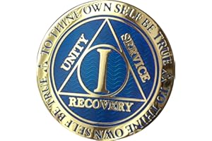 RecoveryChip 1 Year AA Medallion Reflex Blue Gold Plated Chip