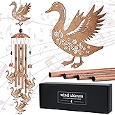 LIRAVENO Duck Decor Wind Chimes - Ducks Gifts for Men Women Mom Wife Grandma Metal Animal Windchimes Indoor Outside Balcony Garden Lawn Patio Yard Decorations Birthday Christmas Sympathy Memorial Gift