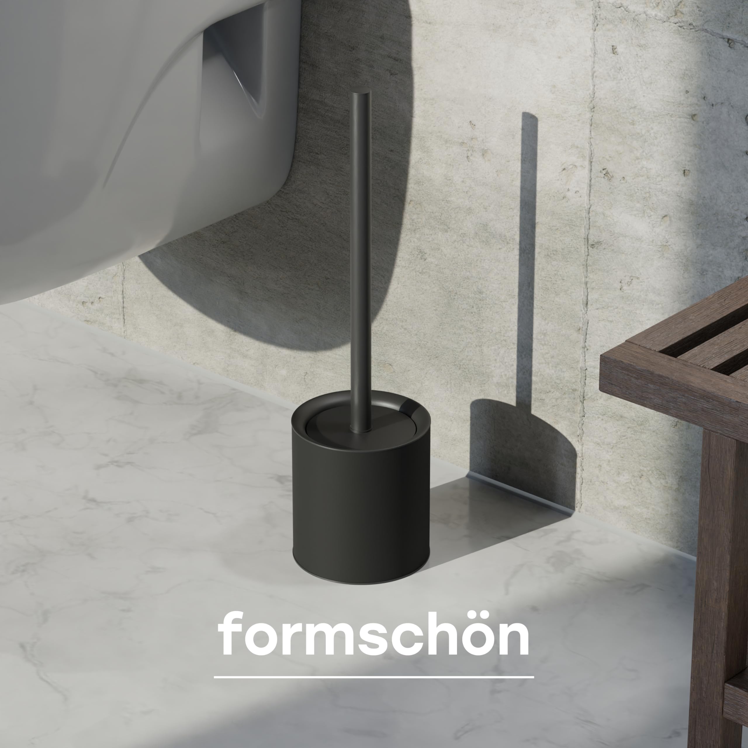 SAVEGA - Klobürste Silikon Edelstahl - Antibakterielle Toilettenbürste mit stilvollem WC Bürstenhalter - Design WC Bürste Silikon mit Spritzschutz - Klobesen - Toilet Brush (Schwarz) 3