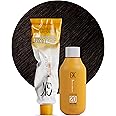 GK HAIR Global Keratin Natural 4 Brown Hair Color Cream Tube (3.4 Fl Oz/100ml) + 20 Volume Developer (5 Fl Oz/150ml) - Professional Permanent Long Lasting Toner Dye
