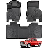 DiffCar® for Ford F150 Floor Mats Super Cab/Extended Cab 2015-2025 2026 (Not for SuperCrew Cab) All Weather TPE Car Accessories for Ford F150 Automotive Floor Mats for Pickup Truck, Black Car Mat 3PCS