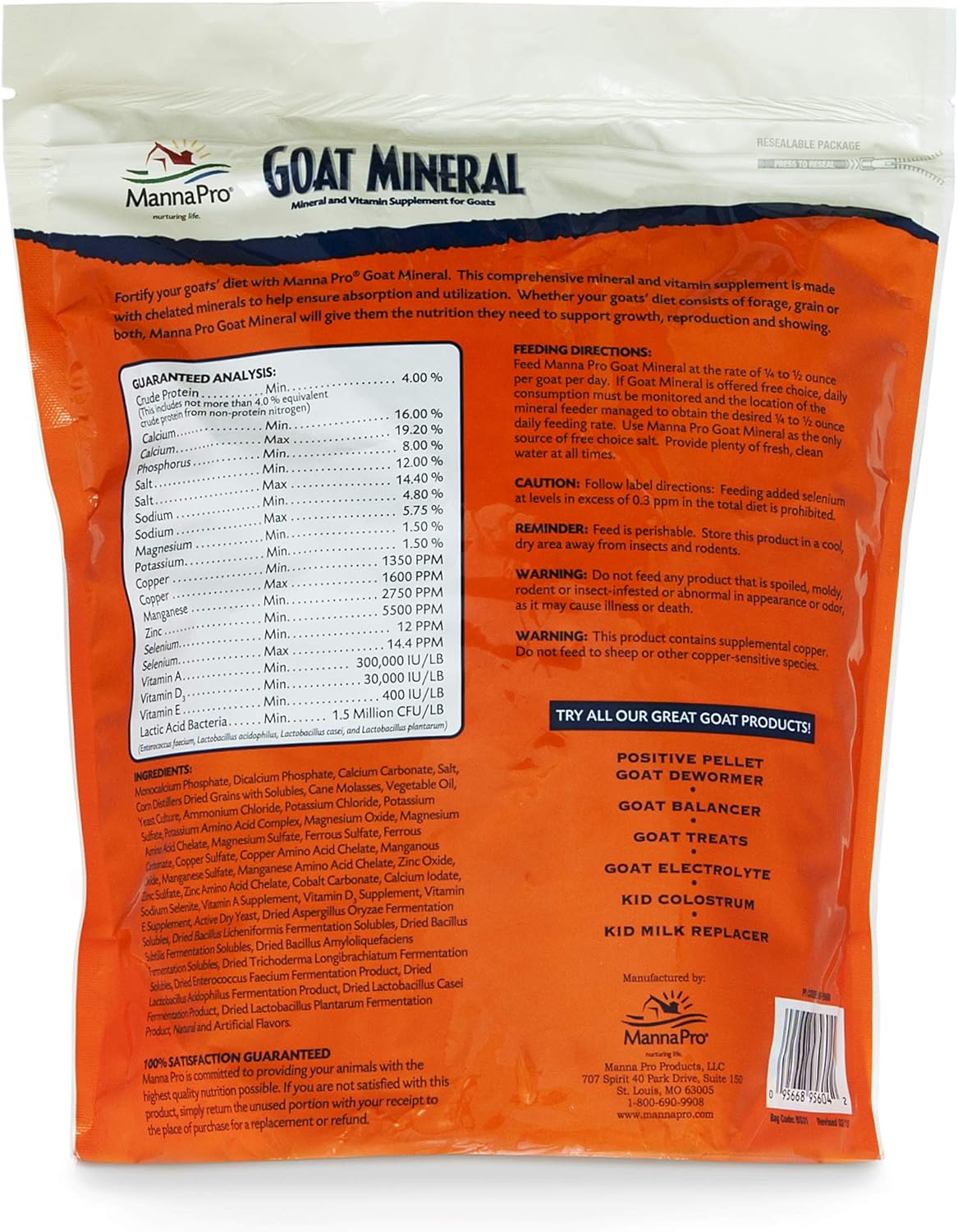 Manna Pro Goat Mineral | Made with Viatimins & Minerals to Support Growth | 8 Pounds: Pet Supplies