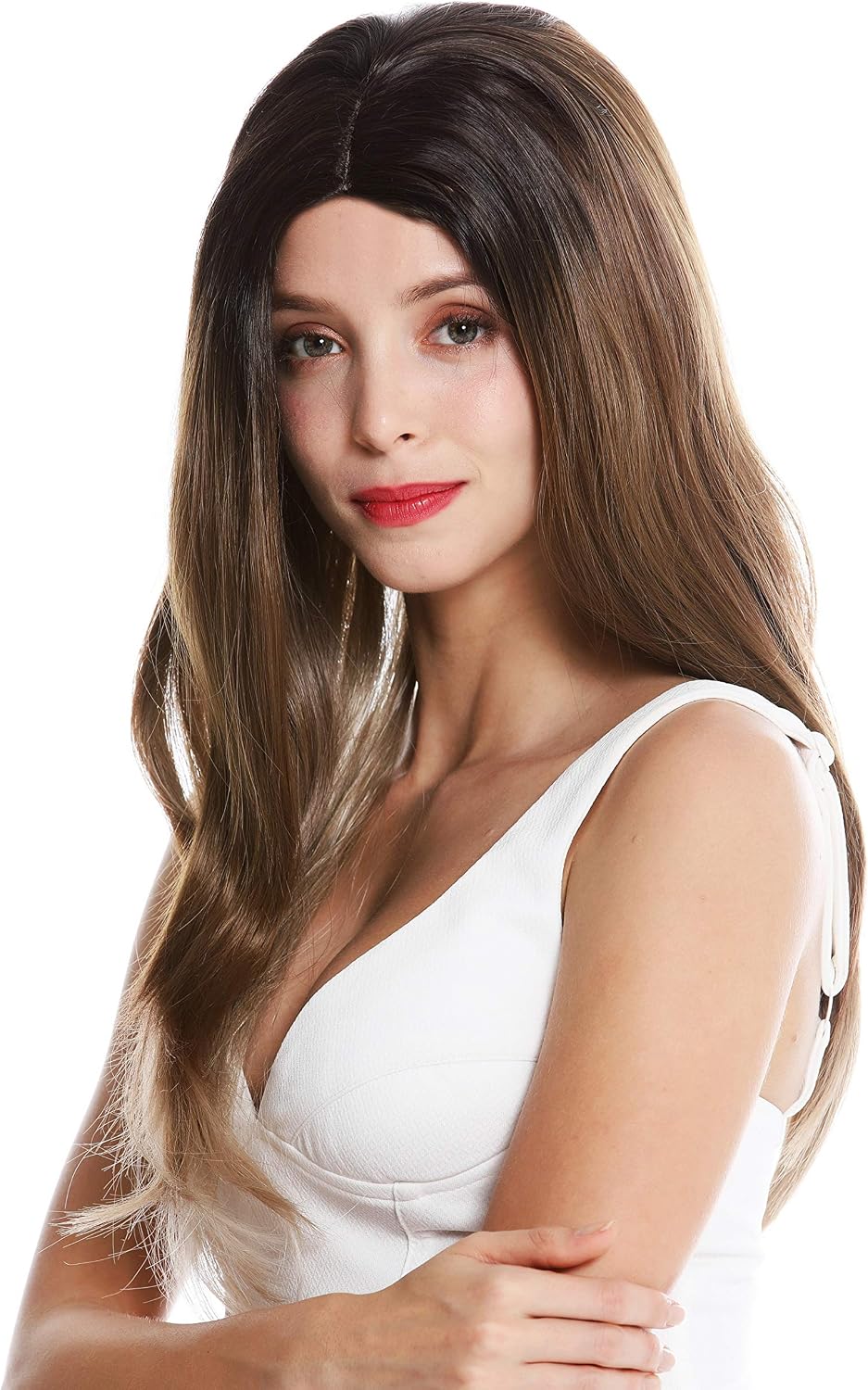 WIG ME UP, GFW3464-G322 women's quality wig long sleek middle parting balayage brown blonde highlights - Image 4