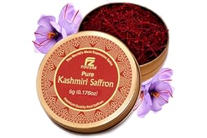 FOUZEE Pure Saffron Threads – (5.0 Gram Tin Pack) Handpicked Kashmiri Saffron, All-Red Tips with Strong Aroma & Rich Flavor, Ideal for Tea, Biryani, Paella, Rice, Desserts, Golden Milk & Risotto