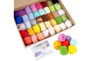 Lemonfilter Needle Felting Kit, 40 Colors Wool Roving for Needle Felting, Felting Kits for Beginners Adult, Wool Felting Kit with Needle Felting Tools for DIY, Arts and Craft Activity