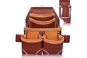 TRUTUCH Grain Leather Electrician Tool Pouch | Carpenter Tool Pouch | Electrician Pouch | Electric Tool Bag | Electrician Bag | Leather Tool Belt