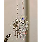 Brezalysia Hanging Prism Sun Catchers Hanging Indoor Window Celestial Crystal Suncatcher Moon and Sun Rainbow Maker
