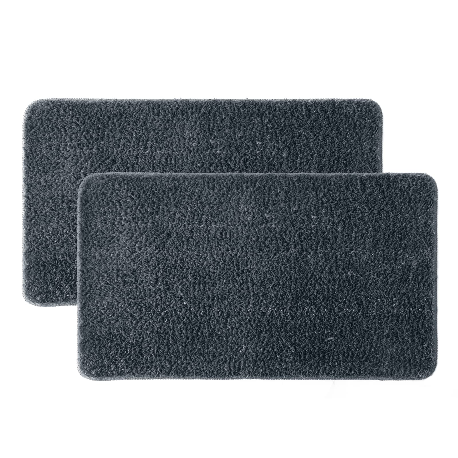MIULEE 2 Piece Bath Mat Shower Mat Non-Slip Tabis Absorbent Soft Microfibre Toilet Bath Tub Outlet Kitchen Living Room Bedroom Dark Grey 40 x 60 cm