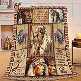 Native American Throw Blanket Indian Southwest Native American Cacique Stuff Gifts for Adults Women Men Soft Cozy Warm Plush Fluffy Fuzzy Fleece Blanket Decor 40''X50''