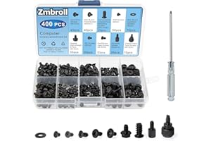 Zmbroll 400Pcs Computer Screws Standoffs Kit SSD Screw for Universal Motherboard PC Computer Case Screw Fan CD-ROM with Screwdriver