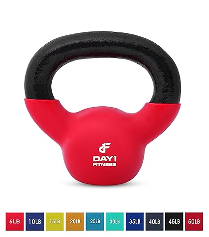 Kettlebell Weights Vinyl Coated Iron By Day 1 Fitness 10 Sizes Available 5 50 Pounds Coated For Floor And Equipment Protection Noise Reduction