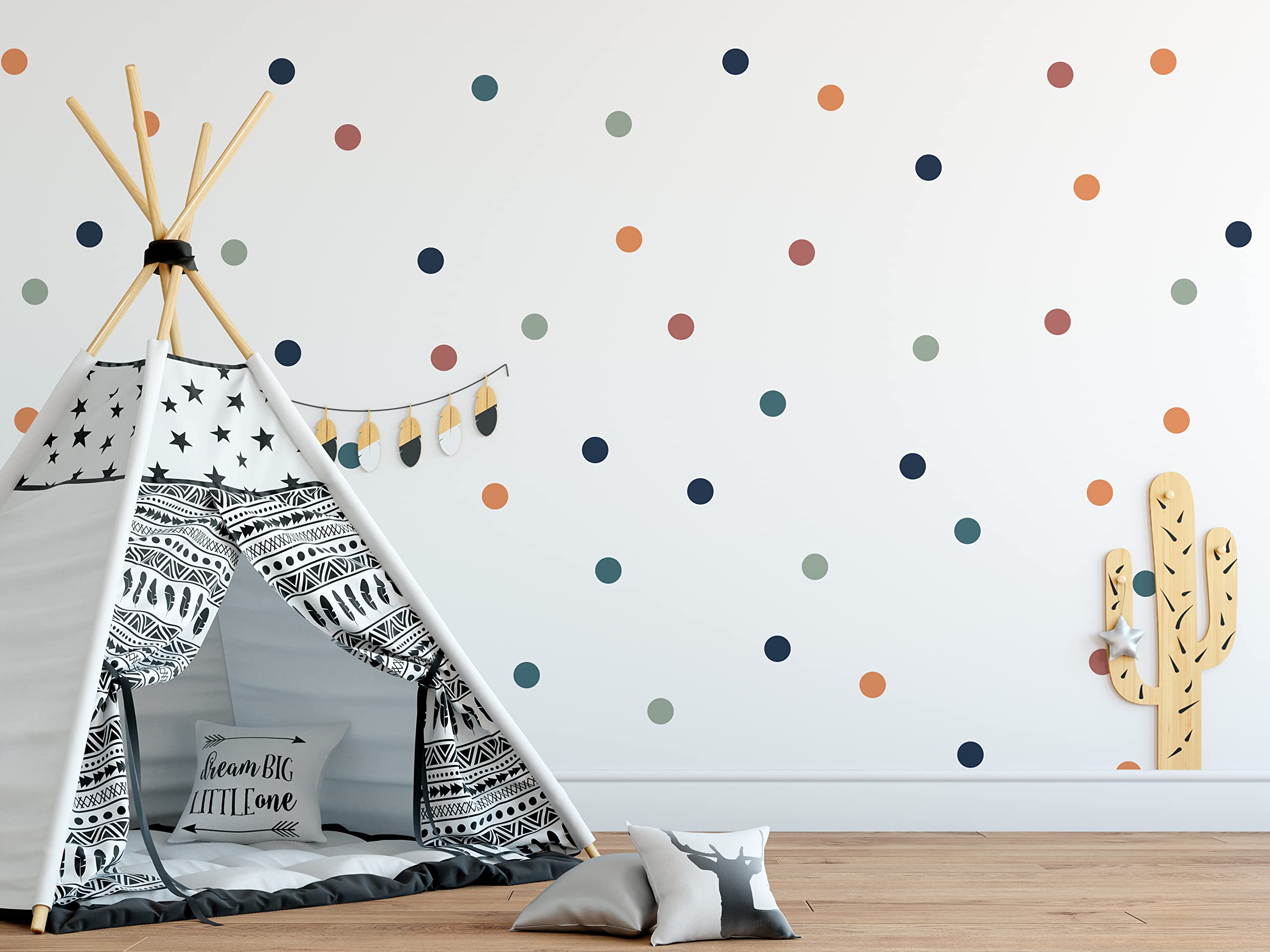 QuoteMyWall 80 Rounded Boho Decor Chic Polka Dot Wall Stickers for Kids Rooms Nursery Wall Art Childrens Bedroom Decals Removable