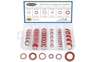 BUSY-CORNER Air Conditioning Compressor Port Seal Washer Kit - A/C Gasket Assortment 45 Pcs - AC Compressor Washer Seals - Bo