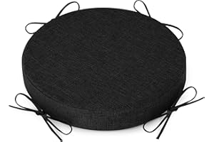 AddGrace Round Bar Stool Cushions with Ties Set of 1 Non Slip Seat Cushions 12x12 Inch Washable Chair Pads Removable Washable