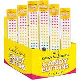 Candy House Classic Candy Buttons &ndash; Original Rainbow Edible Buttons on Paper, Sweet &amp; Fun Classic Treats, Vintage Dots Candies, Nostalgic Candy Snack, 12 Strips (Pack of 6)