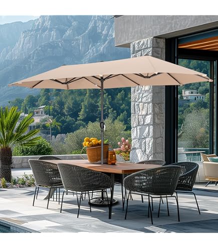 10x 13 rectangular patio table umbrella green PARTY 10x13 ft Cantilever Umbrella, Rectangle Offset Outdoor Umbrellas with 360° Rotation, 5-Year-Non-Fading Hanging Pool for Garden Deck Poolside antique red wing bass please search 43411786 Size:L 22.44-24.01 in (57 - 61 cm) trove-exclude