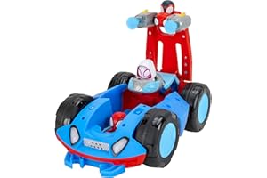 Jazwares Marvel Spidey and His Amazing Friends Team Spidey Flip and Reveal Cruiser - 11-Inch Double-Sided Vehicle with Lights, Sounds, and Web Blast Launchers