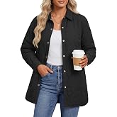 YUCOLEN Womens Puffer Quilted Jacket Lightweight Warm Coat | Lady Shacket,Button Down,Lapel Neck,Padded,Diamond Pattern,Pockets,Winter,Fall,Long,Casual,Trendy,Fashion,Soft,Bottom Slit