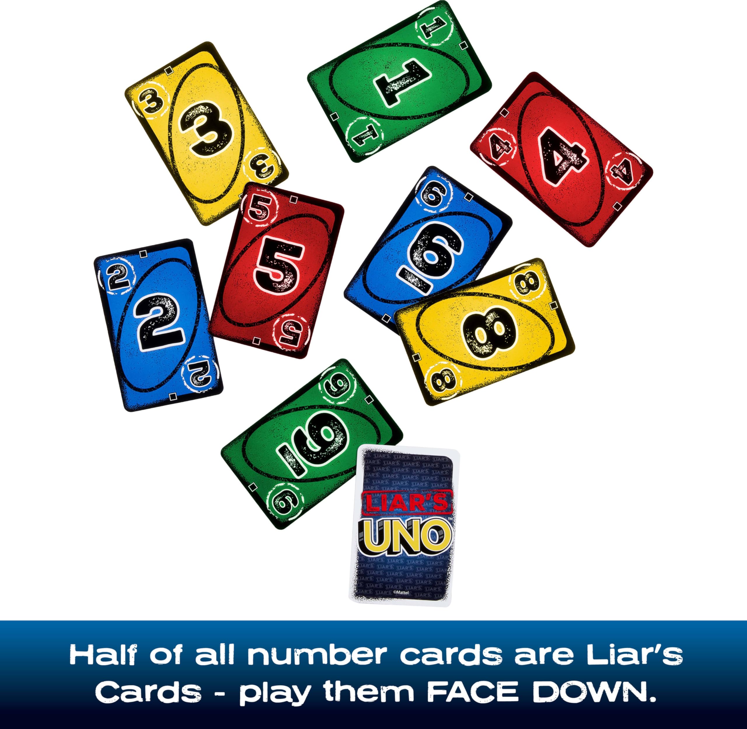 Mattel Games Liar’s UNO Card Game in Travel & Storage Tin for Adults, Kids, Families, Parties & Game Nights, Outwit Other Players with Bluffing & Trickery (Amazon Exclusive)