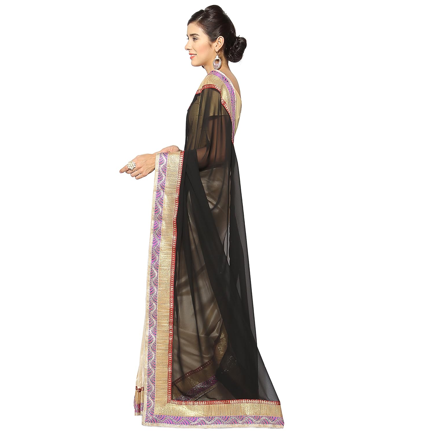 florence women's chiffon tussar silk saree (fl-11976-jan)