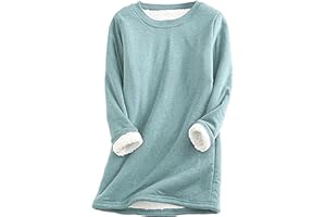 Yeokou Women Warm Sherpa Lined Fleece Crewneck Sport Sweatshirt Pullover Loungewear