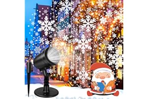 INAYOU Christmas Snowflake Projector Light Outdoor, Waterproof Christmas Laser Lights with Four Patterns, Snowfall Led Projector Lights for Xmas Indoor Home Party Garden Patio