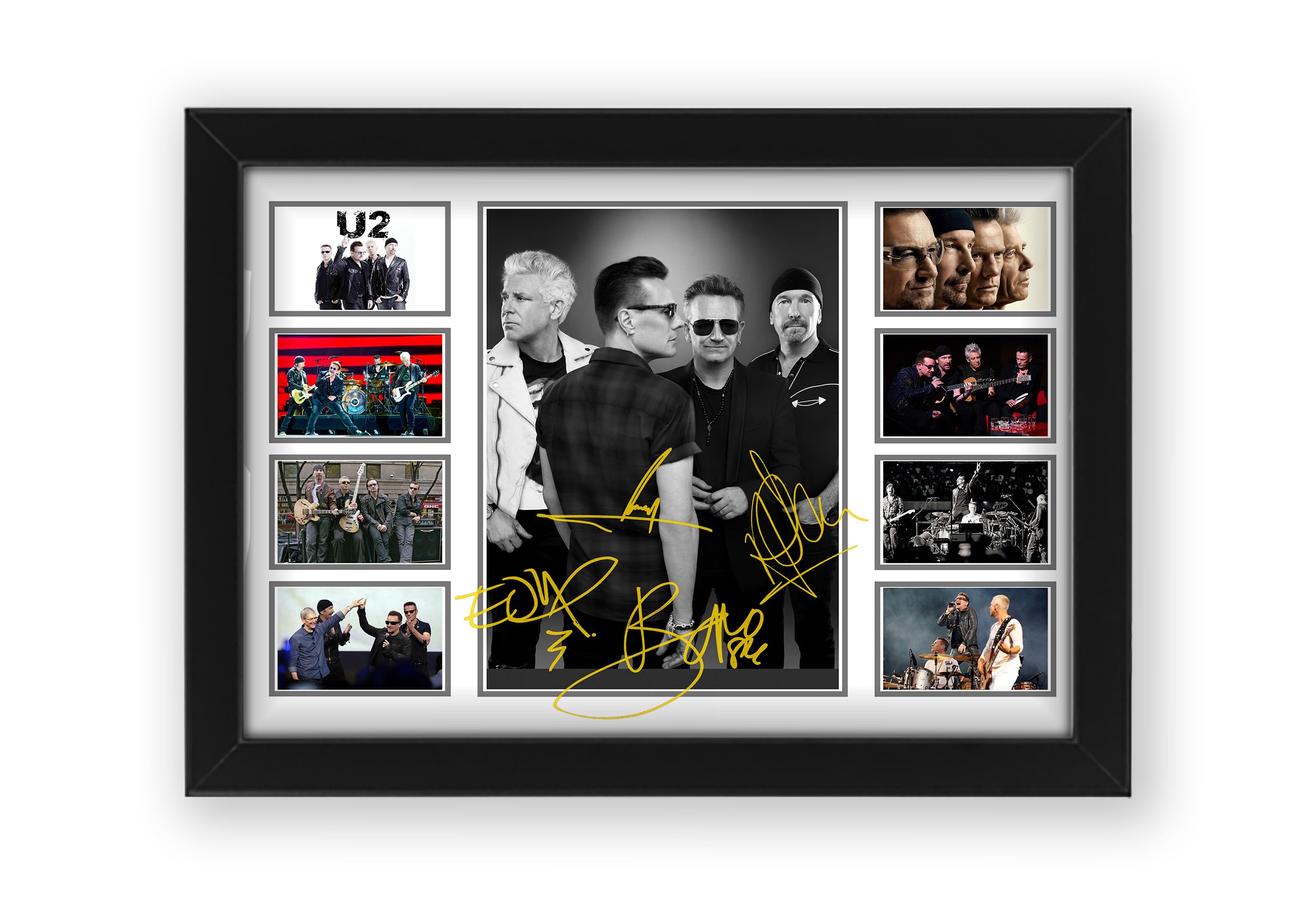 U2 Signed Poster Print - Limited Edition Autograph Fan Gift – Collectible Memorabilia Merchandise (Framed A3 (30x40cm))