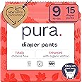 Pura Hypoallergenic Diaper Pants Size 9 (48+ lbs) Overnight, up to 12 Hours Leak Protection, Suitable for Sensitive Skin, Totally Chlorine Free, Soft Organic Cotton, 1 Pack of 15 Pull Up Pants