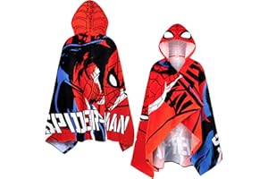 Marvel Hooded Towel for Kids, Absorbent Bath Towel with Hood for the Pool, Beach Vacation Essentials (Red Spiderman, 6-14 Years)