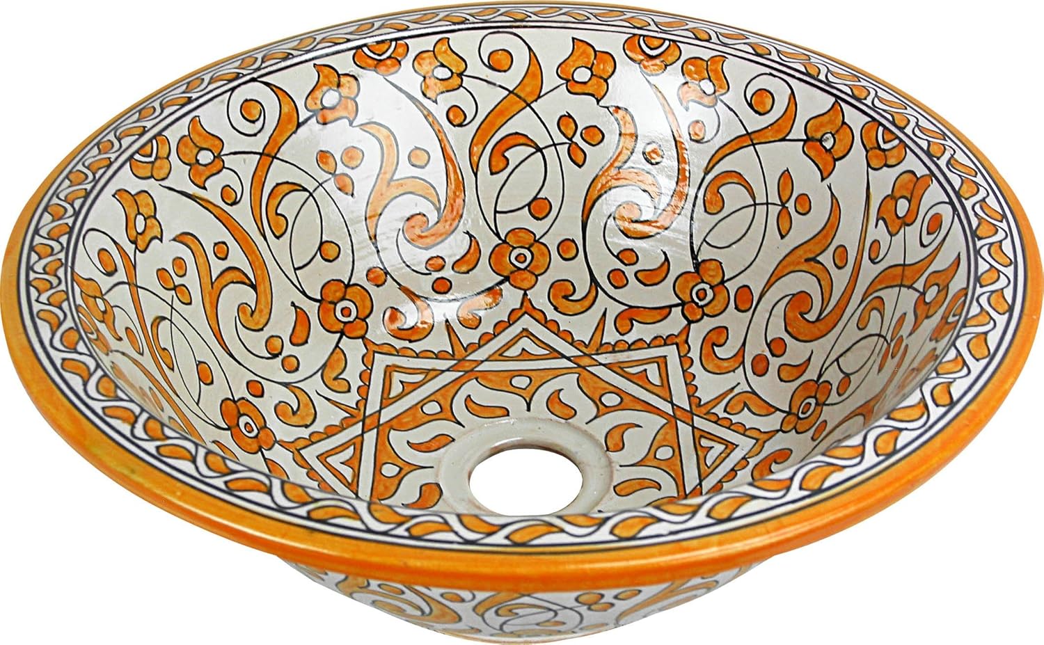 Lavabo de baño marroquí de cerámica de Fes/Marrakech, color amarillo