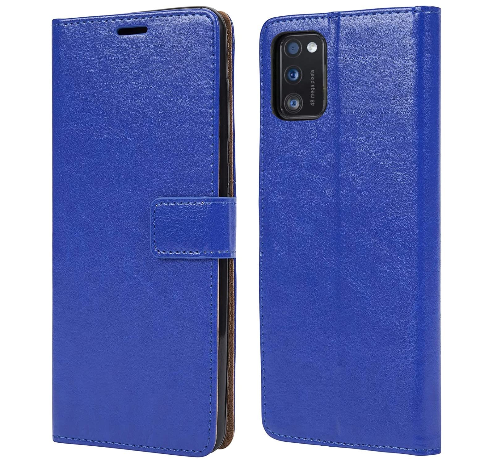 NWNK13 For Samsung A41 Phone Case Premium Leather Flip Case Book Wallet Case Card Holder Media Stand Shock Proof Protective Phone Cover Compatible for Samsung Galaxy A41 (Blue)