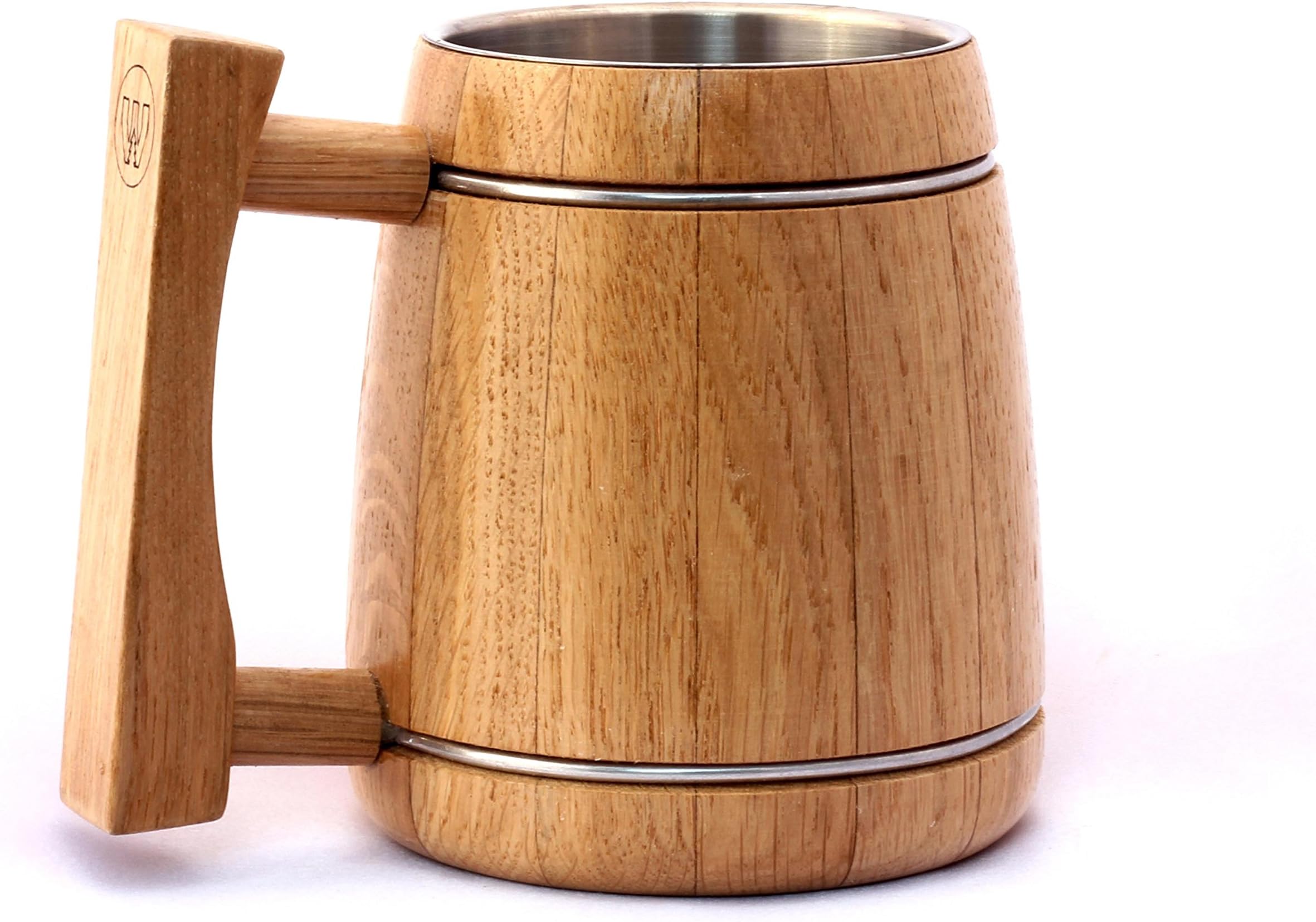WoodTrimStore Handmade Oak Wood Beer Mug Insulated Coffee Mugs Drinkware Perfect Gift for Men / Women (Viking, 530 ml)