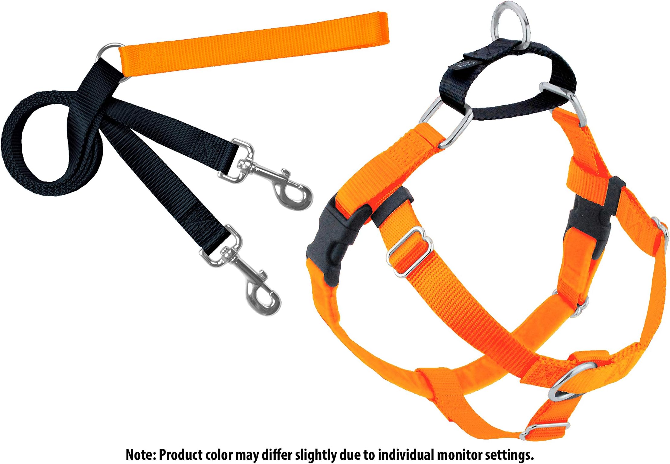 2 Hounds Design Freedom No-Pull Dog Harness with Leash, 2X-Large, 1-Inch Wide, Neon Orange