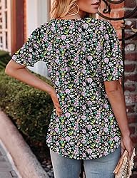 KISSMODA Women's Tunic Tops Casual V Neck Short