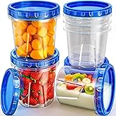 Freezer Storage Containers, [6 Pack-24 Oz] Airtight Plastic Food Storage Containers with Twist Top Lids, Soup, Meal Prep Containers | BPA Free | Stackable | Leakproof | Microwave/Dishwasher Safe