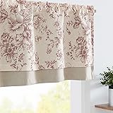 jinchan Linen Floral Valance Double Layer Kitchen