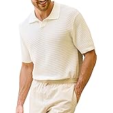 Kallspin Mens Polo Shirts Knit Textured Short Sleeve Cotton T Shirt Casual Summer Beach Top Collared Golf Shirts