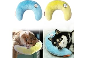 LOVMIOAW Cat Pillow, Dog Pillow, Claming Pillows for Small Dogs and Cats, Joint Relief Sleeping Improve Pet Neck Pillow， Deep Sleep Fluffy & Cozy Pet Calming Toy，Machine Washable(2 Pack(Blue&Yellow))