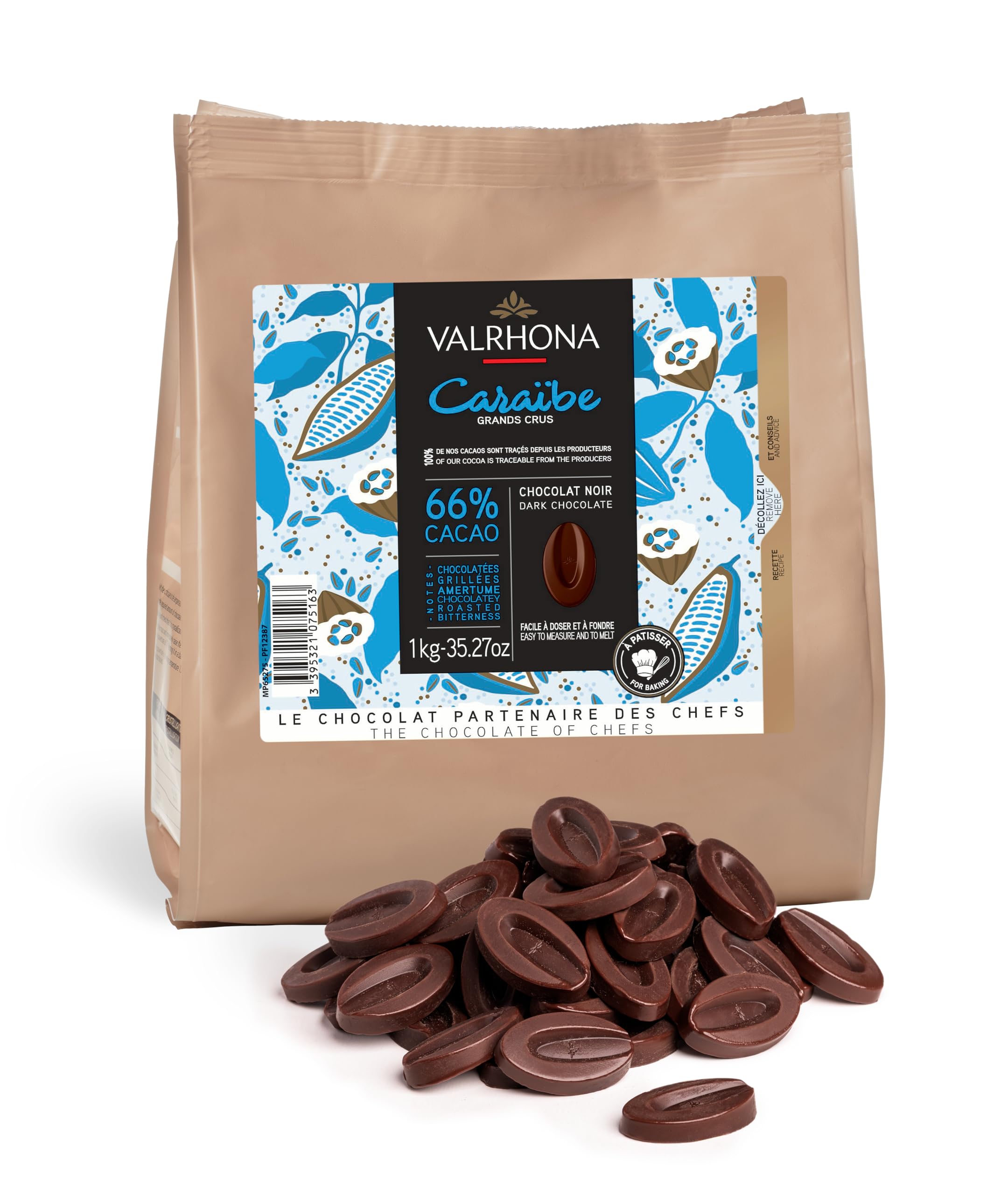 Valrhona Dark French Chocolate Discs for Baking