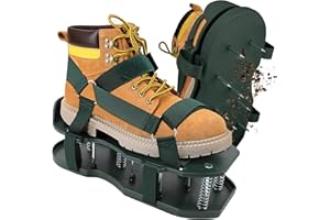 TOPHDY Lawn Aerator Shoes with Spring Base - Free-Installation Tool for Lawn Care - Automatic Leaf and Dirt Cleaning - Adjustable Laces - Perfect for Lawn, Yard, and Garden! (Green)