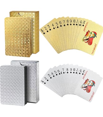 Amazon.com: jcoral 2 Pack Diamond Playing Cards Gold Silver Poker