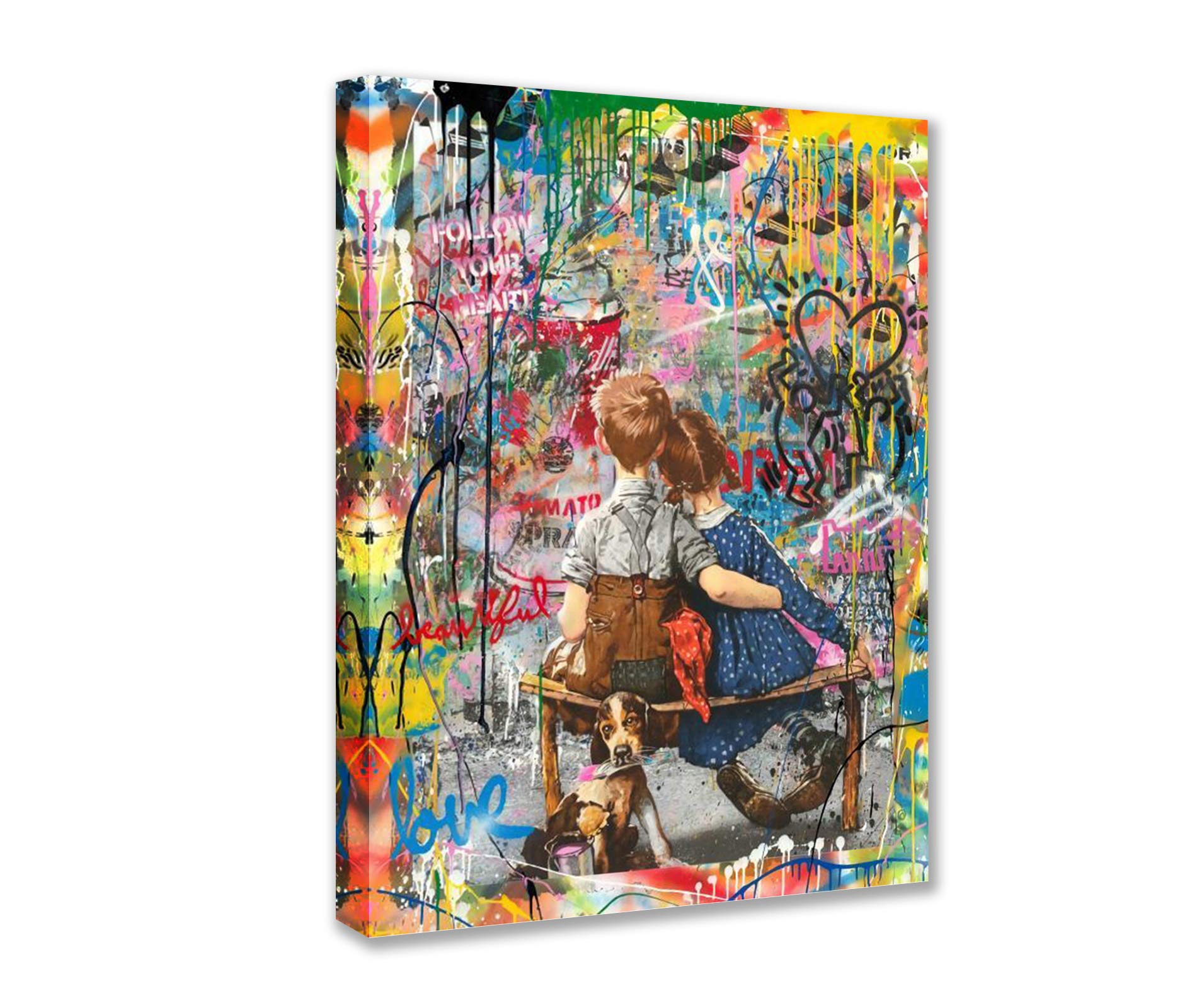 Banksy Modern Art Abstract Graffiti Style Moisture-proof Poster Childhood Best Friend Mural Wall Decoration Room Decoration Corridor Decoration Bedroom Dining Room Decoration 16×24 inches